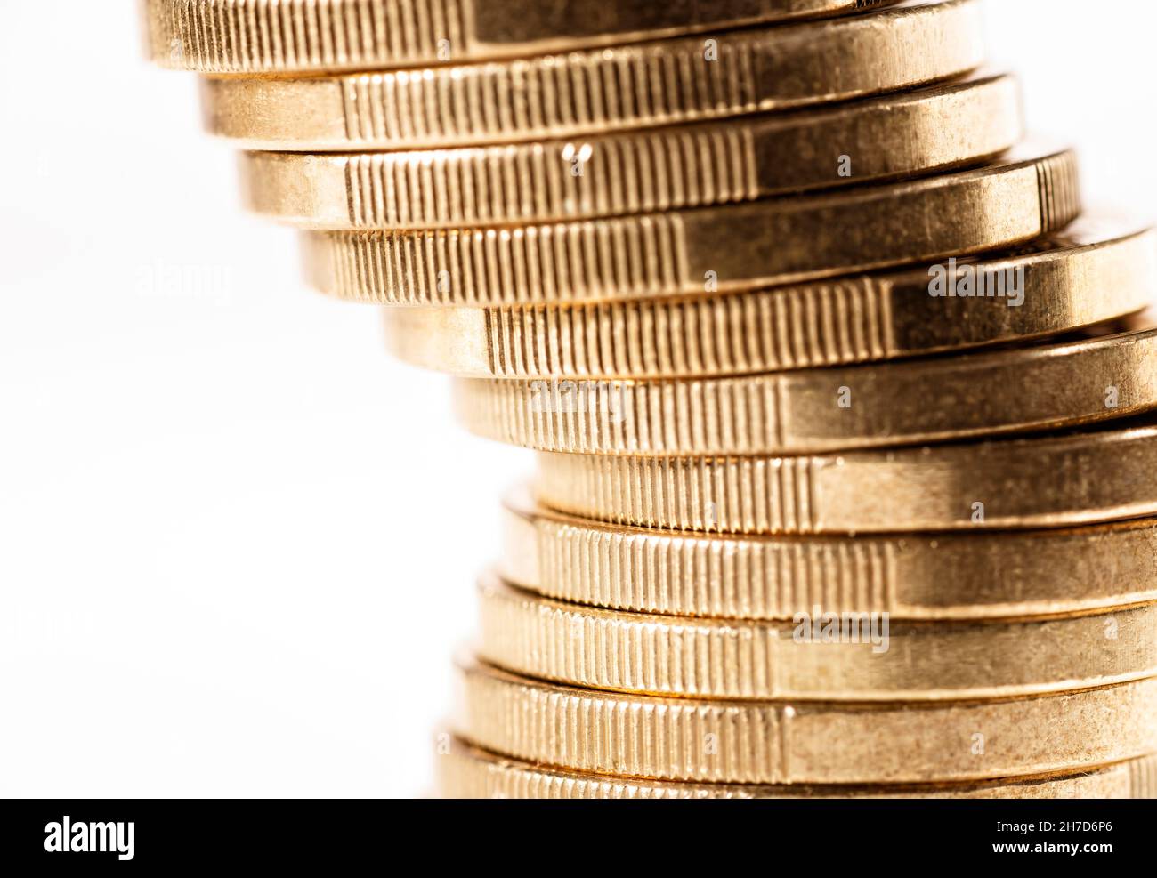 Détail d'une pile de pièces en euros Banque D'Images