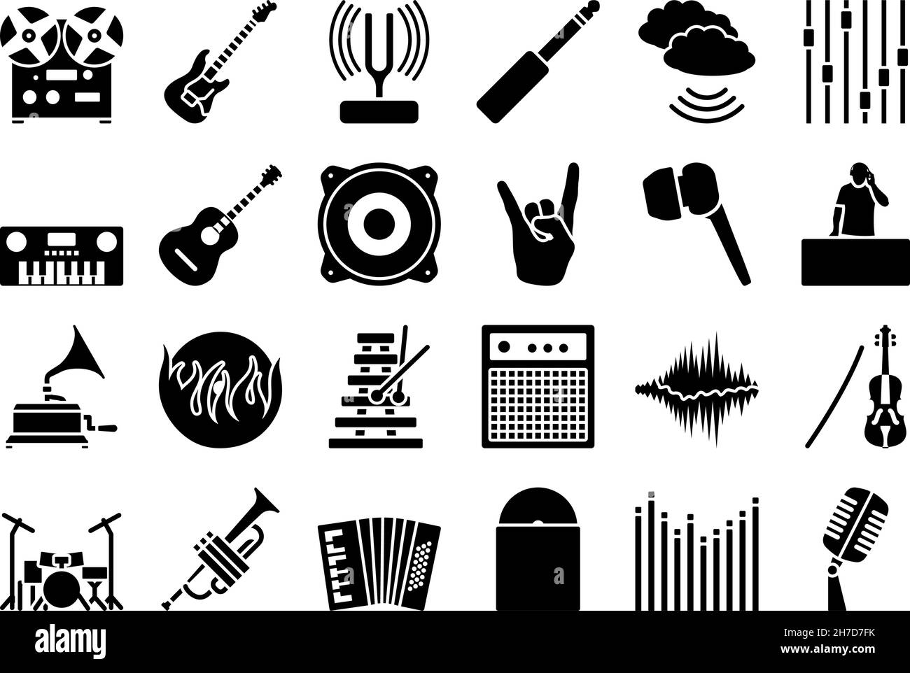 Icône de musique définie.Illustration vectorielle entièrement modifiable.Texte développé. Illustration de Vecteur