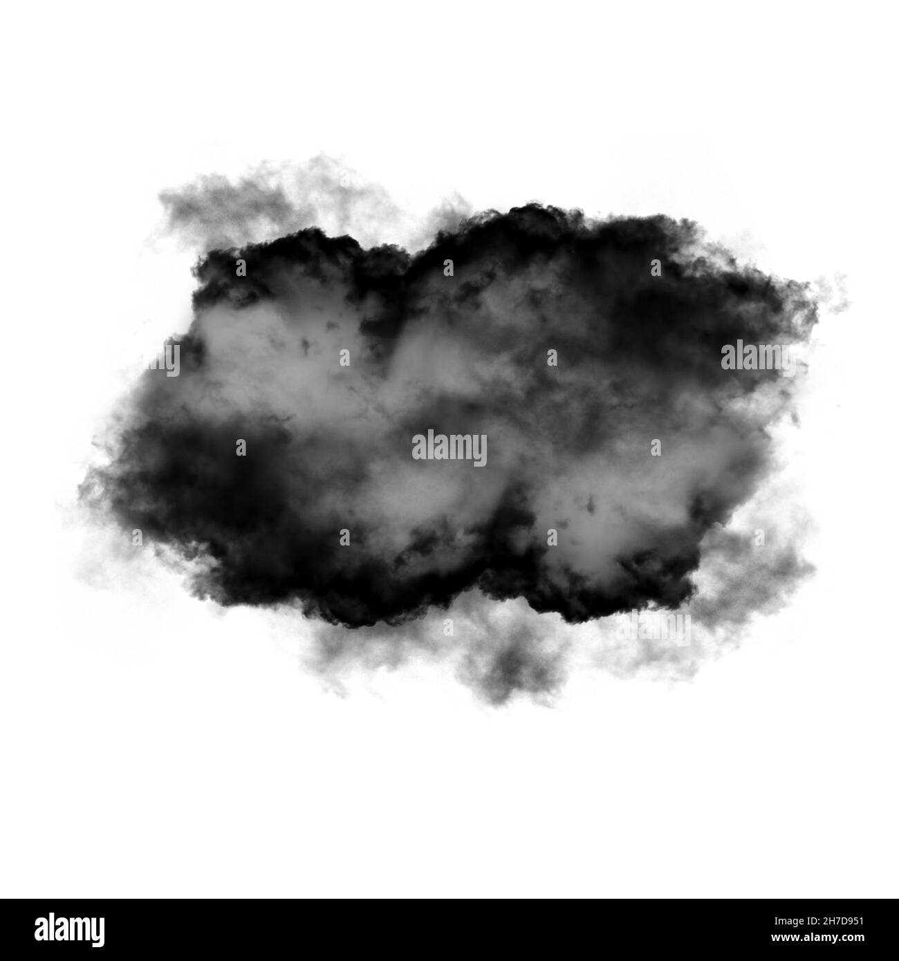 Nuage blanc isolé sur fond noir illustration, rendu 3D, un seul nuage objet naturel Banque D'Images