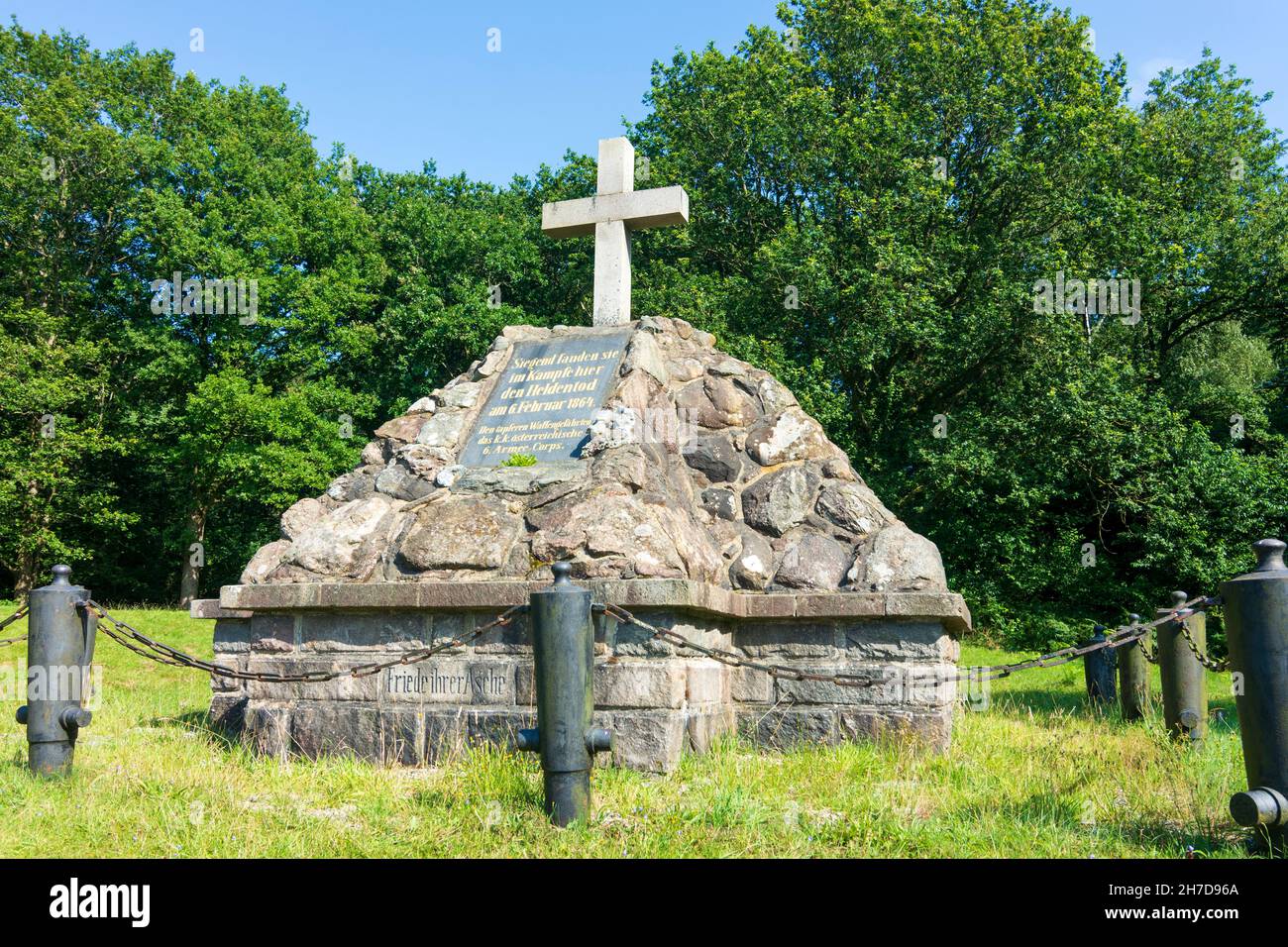 Oeversee: Monument autrichien de la bataille de Sankelmark (ou bataille d'Oeversee) à Binnenland, Schleswig-Holstein, Allemagne Banque D'Images