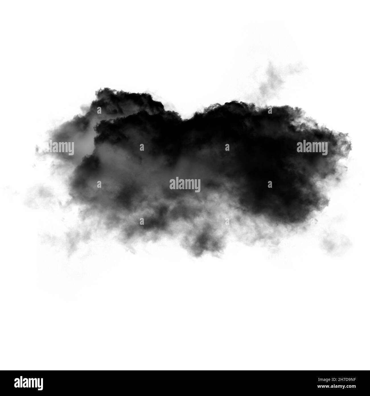 Nuages isolés sur fond noir, illustration, dessin, 3D généré par ordinateur forme de nuage duveteuse Banque D'Images