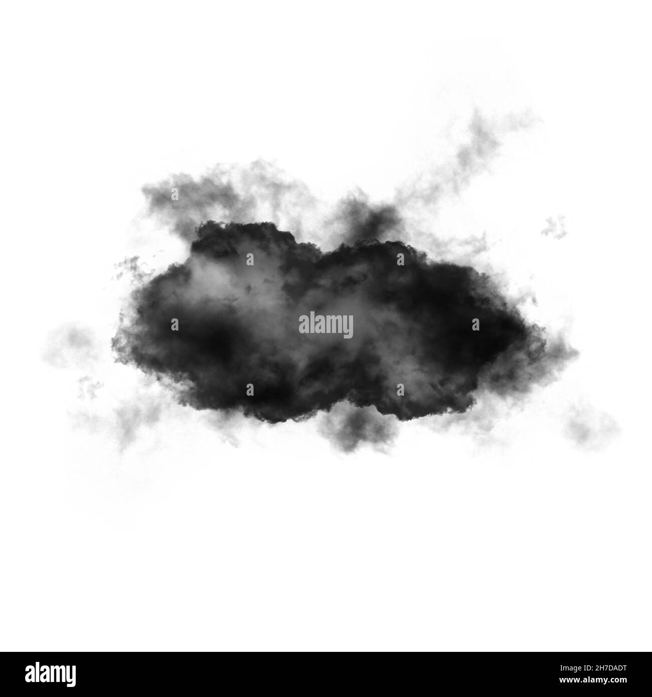 Nuages isolés sur fond noir, illustration, dessin, 3D généré par ordinateur forme de nuage duveteuse Banque D'Images