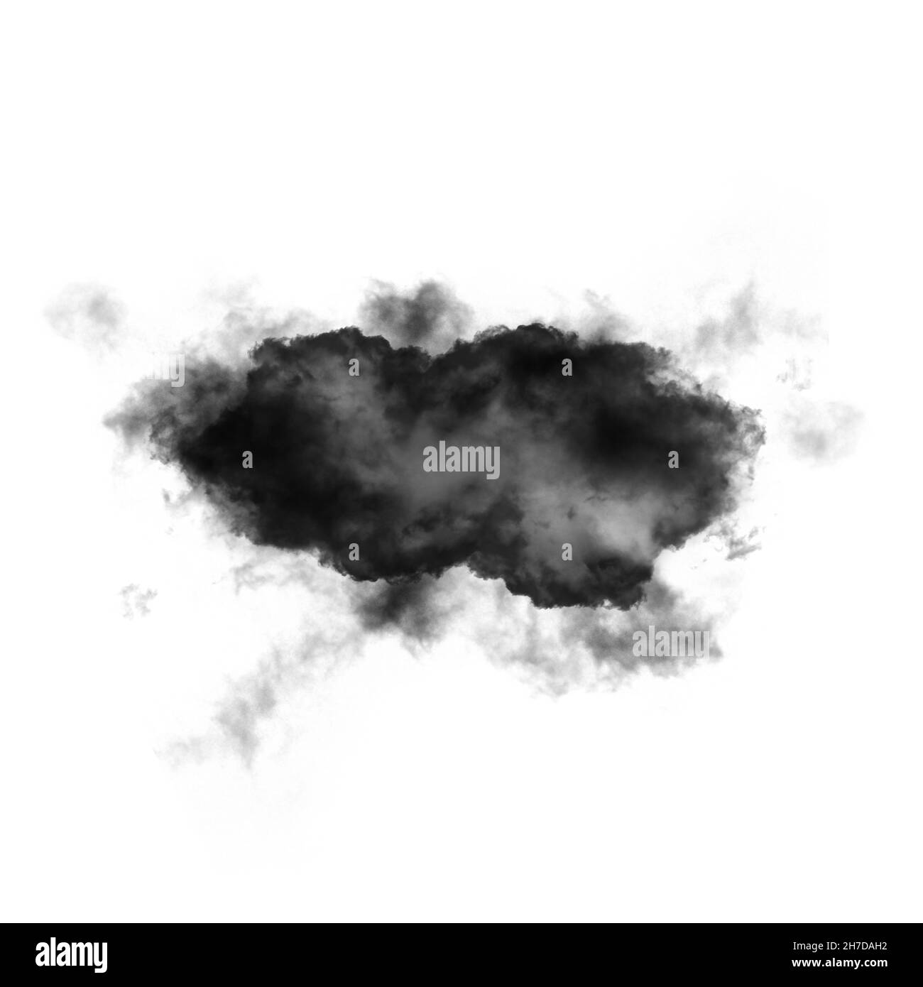 Nuages isolés sur fond noir, illustration, dessin, 3D généré par ordinateur forme de nuage duveteuse Banque D'Images