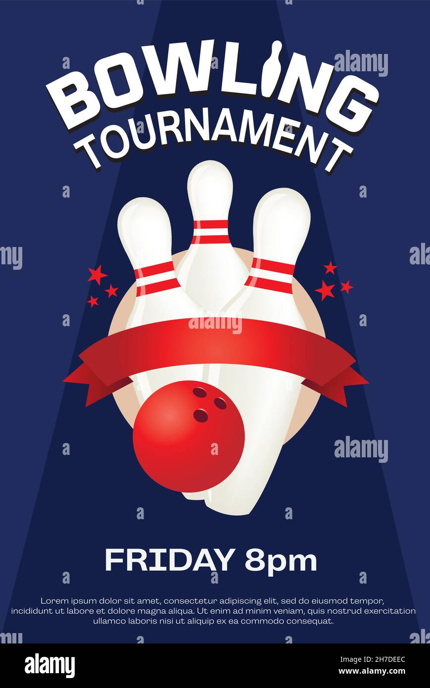 Vecteur de design d'affiche de flyer League de tournoi de bowling Illustration de Vecteur
