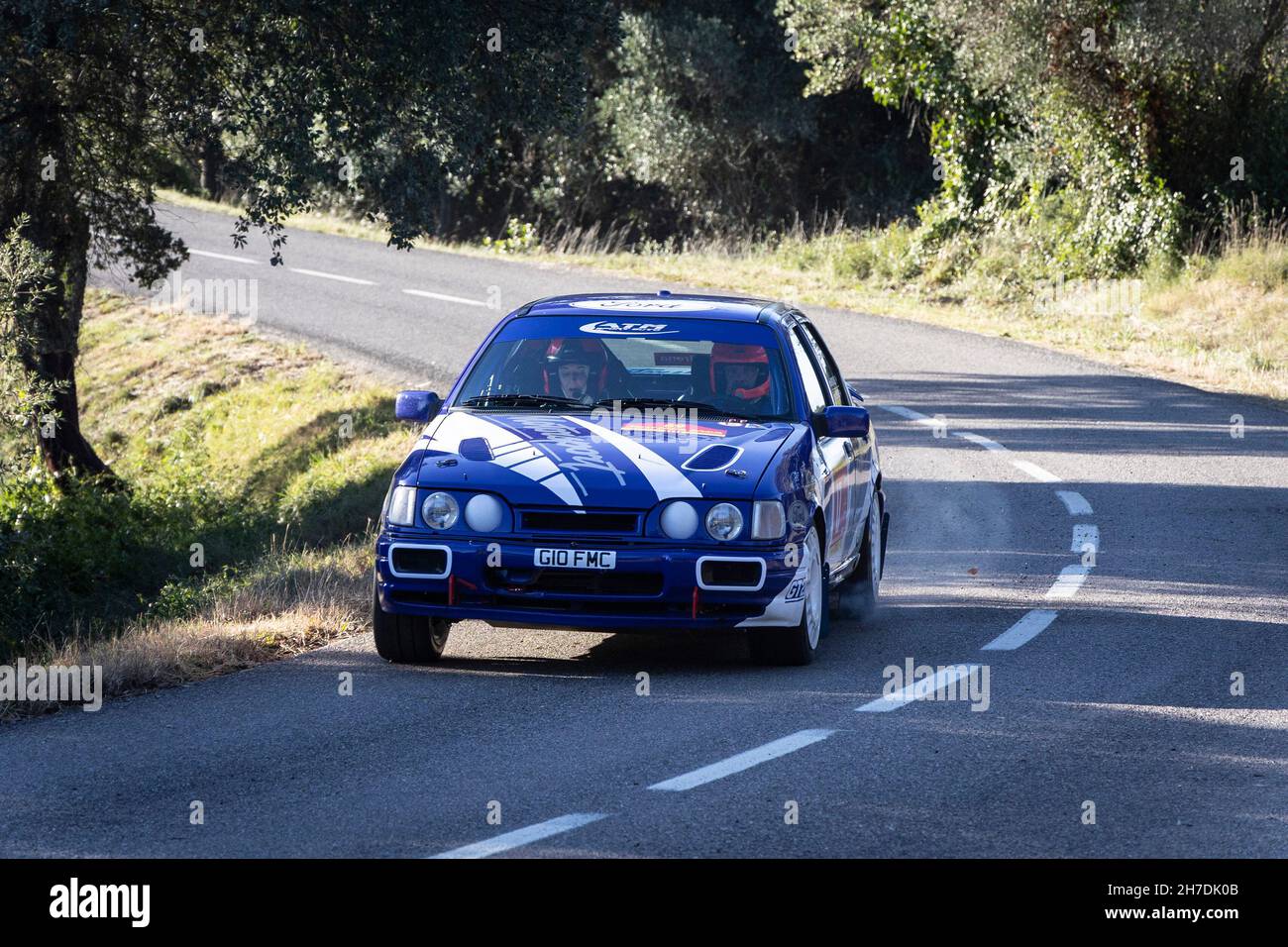 Ford Sierra Cosworth 4x4 prenant part à la partie chronométrée du Rallye Costa Brava 2021 à Gérone, Espagne Banque D'Images