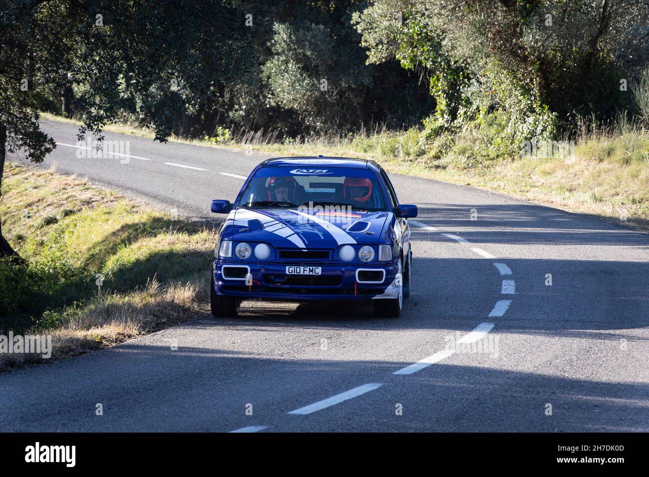 Ford Sierra Cosworth 4x4 prenant part à la partie chronométrée du Rallye Costa Brava 2021 à Gérone, Espagne Banque D'Images