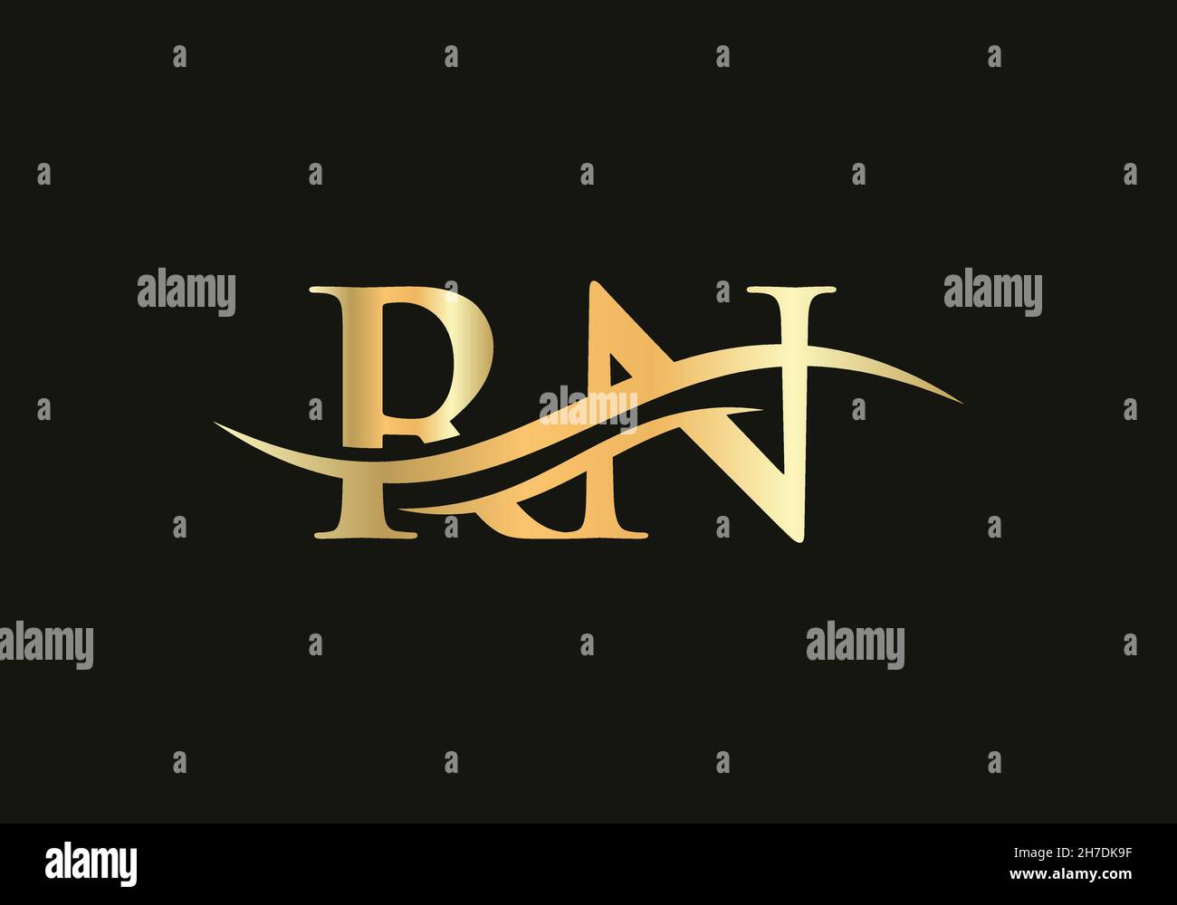 Logo RN.Logo Premium Letter RN avec concept vague d'eau Illustration de Vecteur