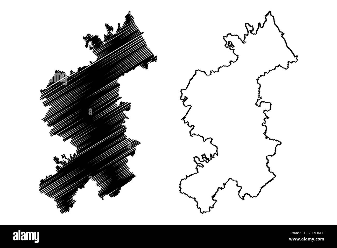 District de Vizianagaram (État de l'Andhra Pradesh, République de l'Inde) carte illustration vectorielle, esquisse griffée carte de Vizianagaram Illustration de Vecteur
