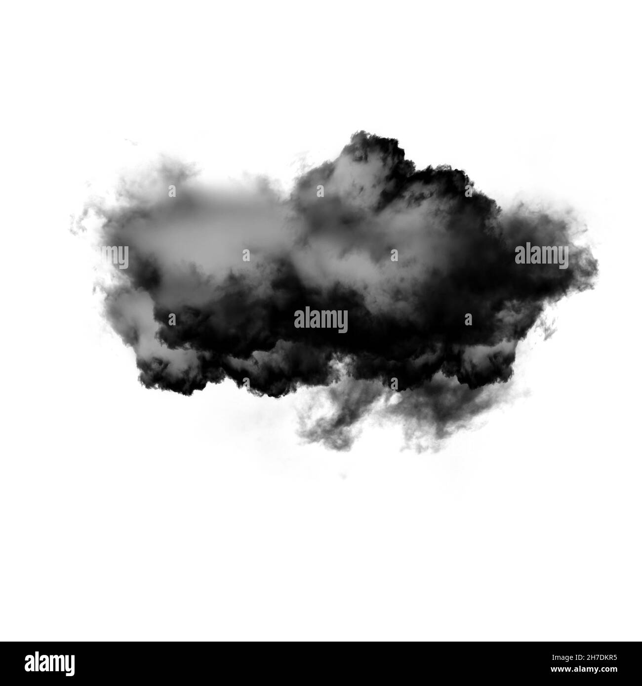 Nuage noir ou fumée isolée sur fond blanc, illustration en forme de nuage Banque D'Images