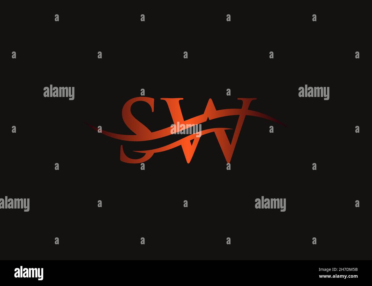 Logo lettre SW.Modèle vectoriel de conception de logo commercial de lettre SW initial Illustration de Vecteur