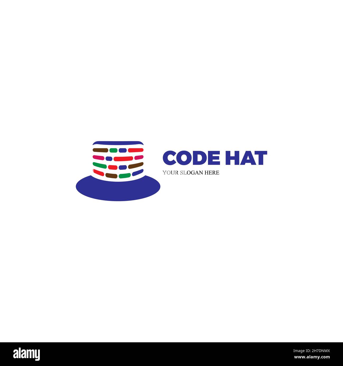 Logo code Hat.Associer le logo.Symbole de société d'enseignement de codage Illustration de Vecteur