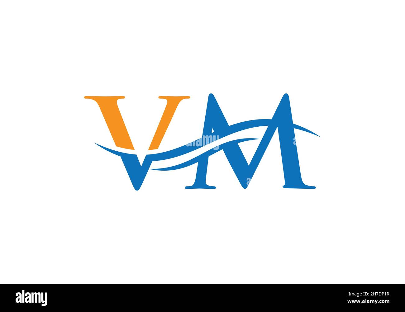 Vecteur de conception du logo VM.Logo Swoosh lettre VM.Modèle de vecteur de logo lié à la lettre VM initiale Illustration de Vecteur