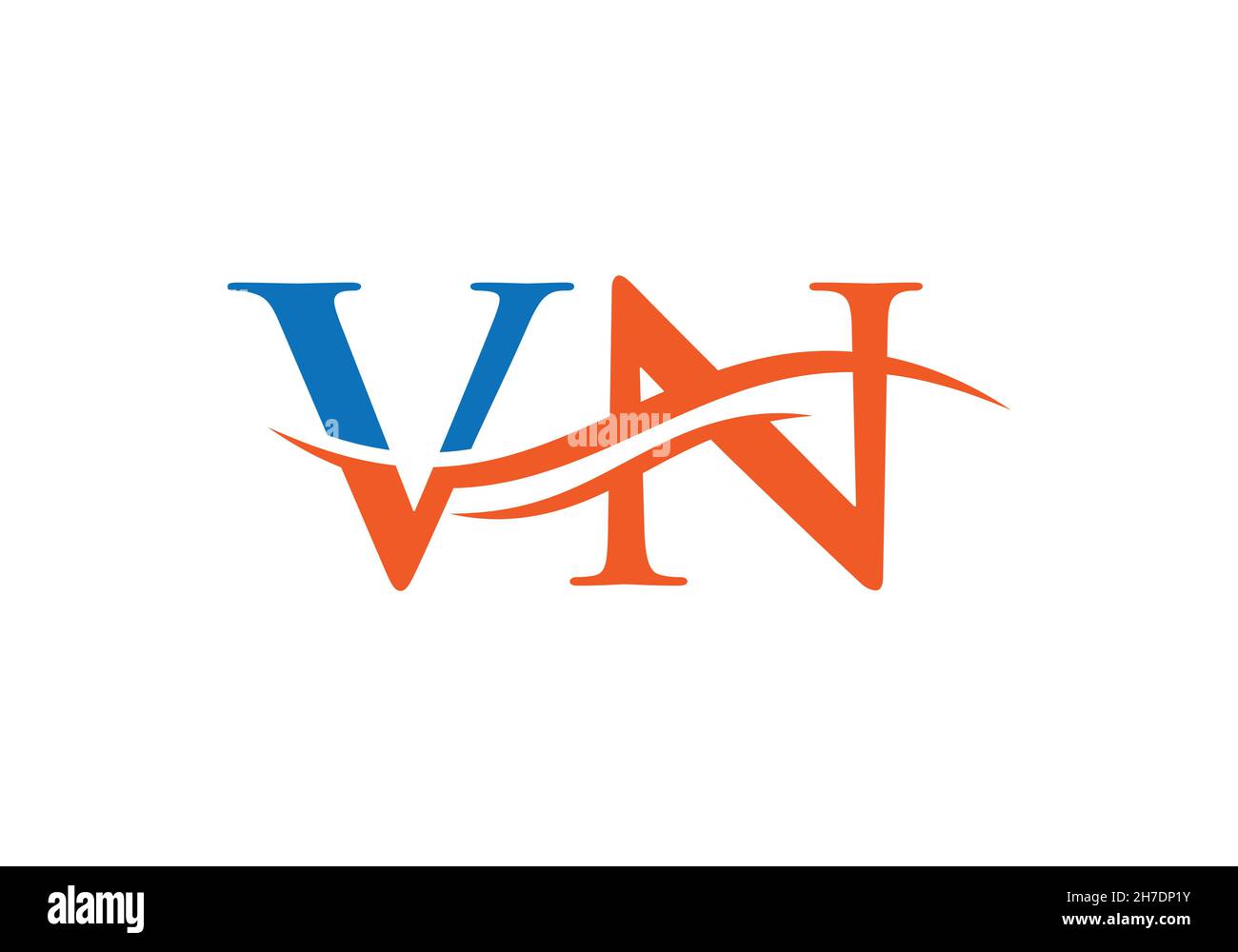 Logo VN.Logo VN Premium avec concept vague d'eau Illustration de Vecteur