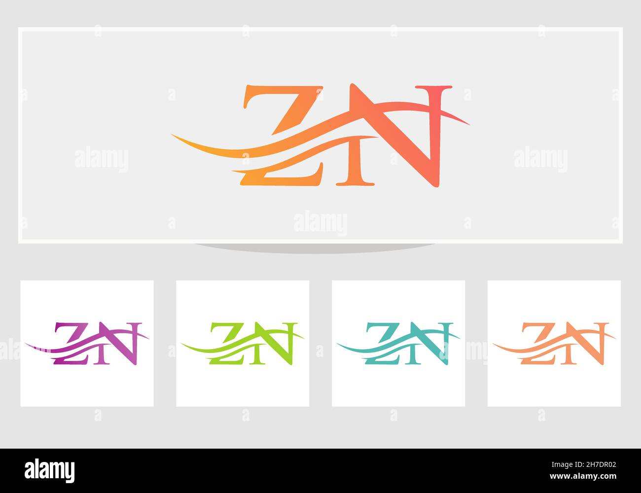 LOGO ZN.Logo Premium lettre ZN avec concept vague d'eau Illustration de Vecteur
