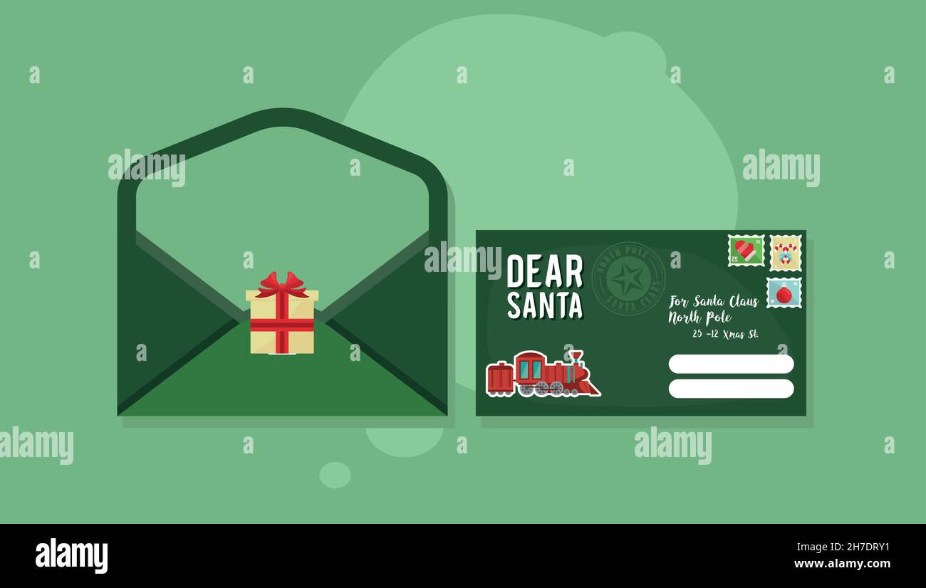 lettre de père noël verte Image Vectorielle Stock Alamy