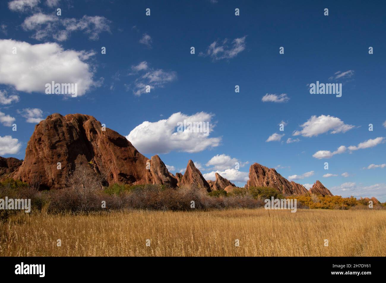 Formations rocheuses accidentées au parc national de Roxborough dans le comté de Douglas, Colorado. Banque D'Images