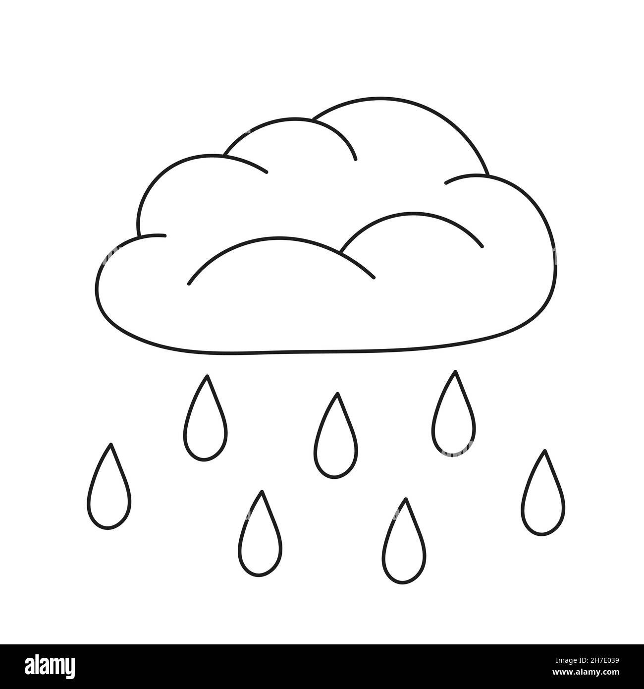 Page de coloriage simple.Un joli nuage de pluie.Page de couleur noire et blanche vectorielle pour les enfants Illustration de Vecteur