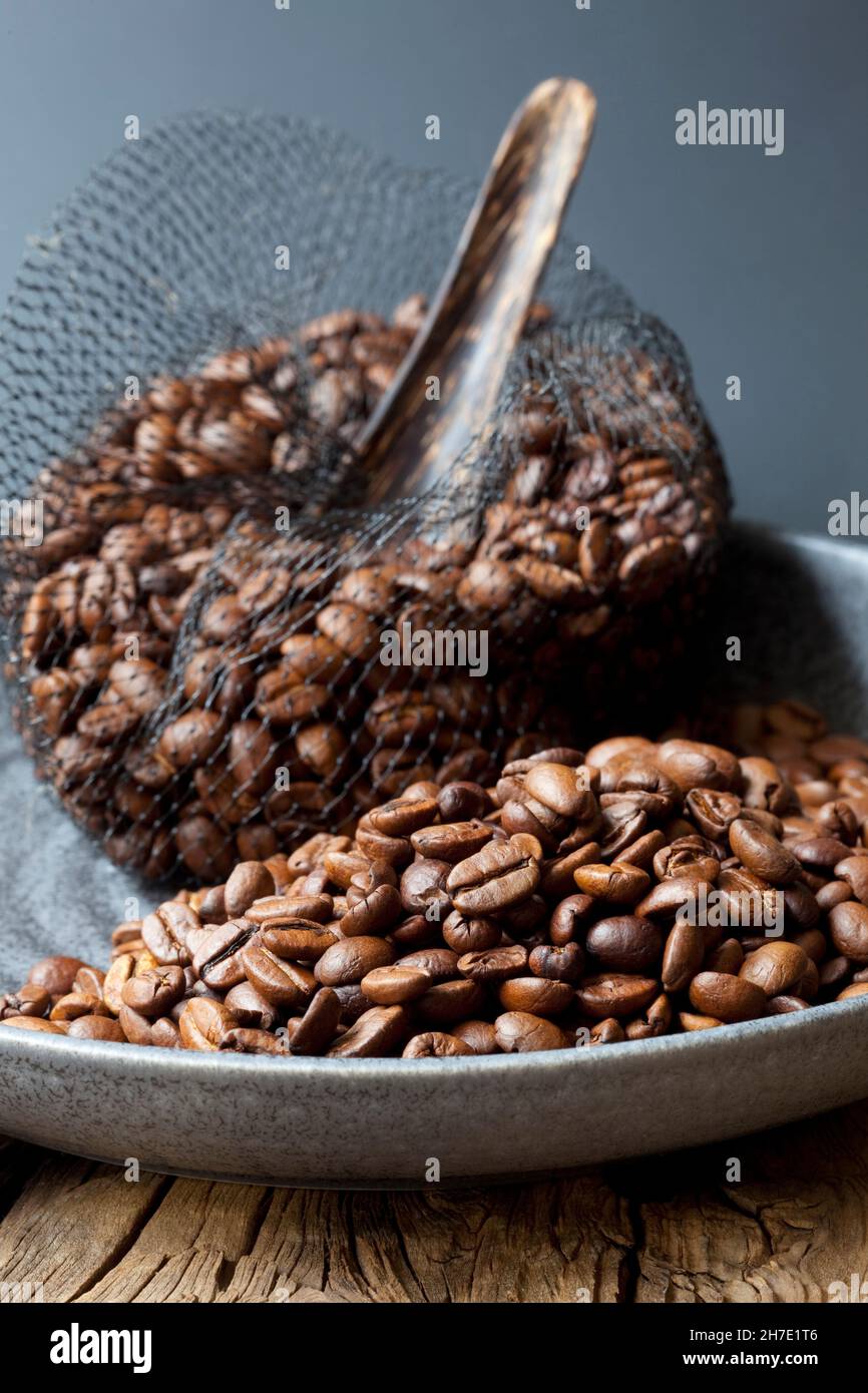 Les grains de café Rôti français Banque D'Images