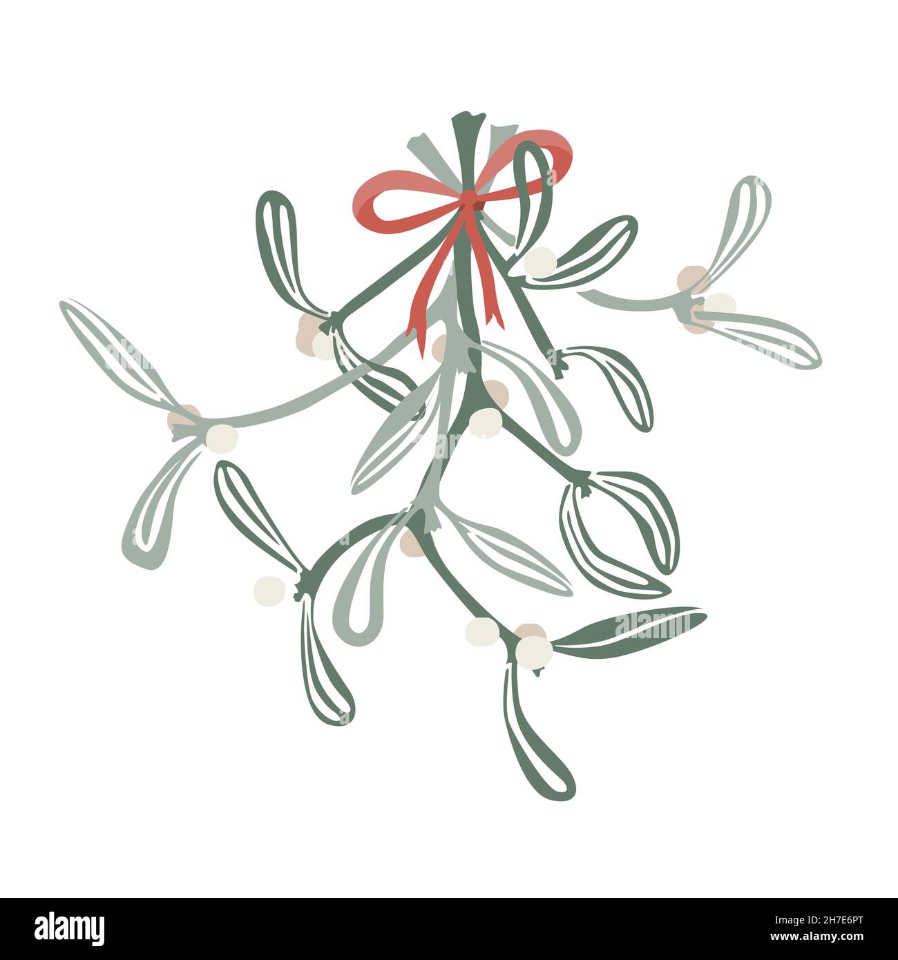Bouquet de branches de GUI avec baies décorées d'un noeud.Élément de Noël, carte, motif imprimé.Illustration vectorielle Illustration de Vecteur