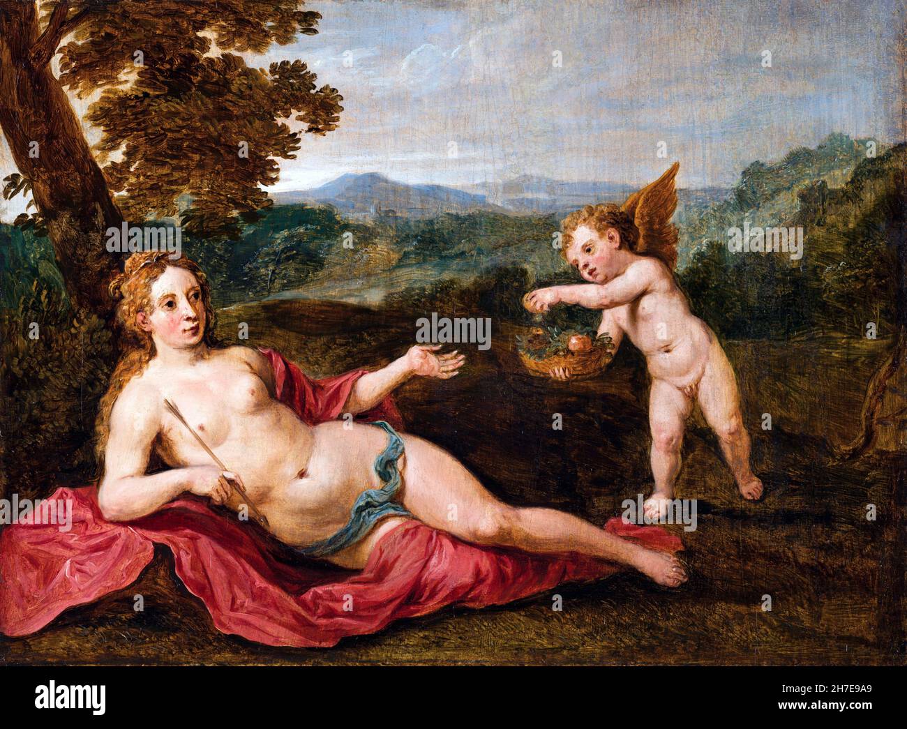 Vénus et Cupidon par David Teniers le plus jeune (1610-1690), huile sur panneau, 1655 Banque D'Images