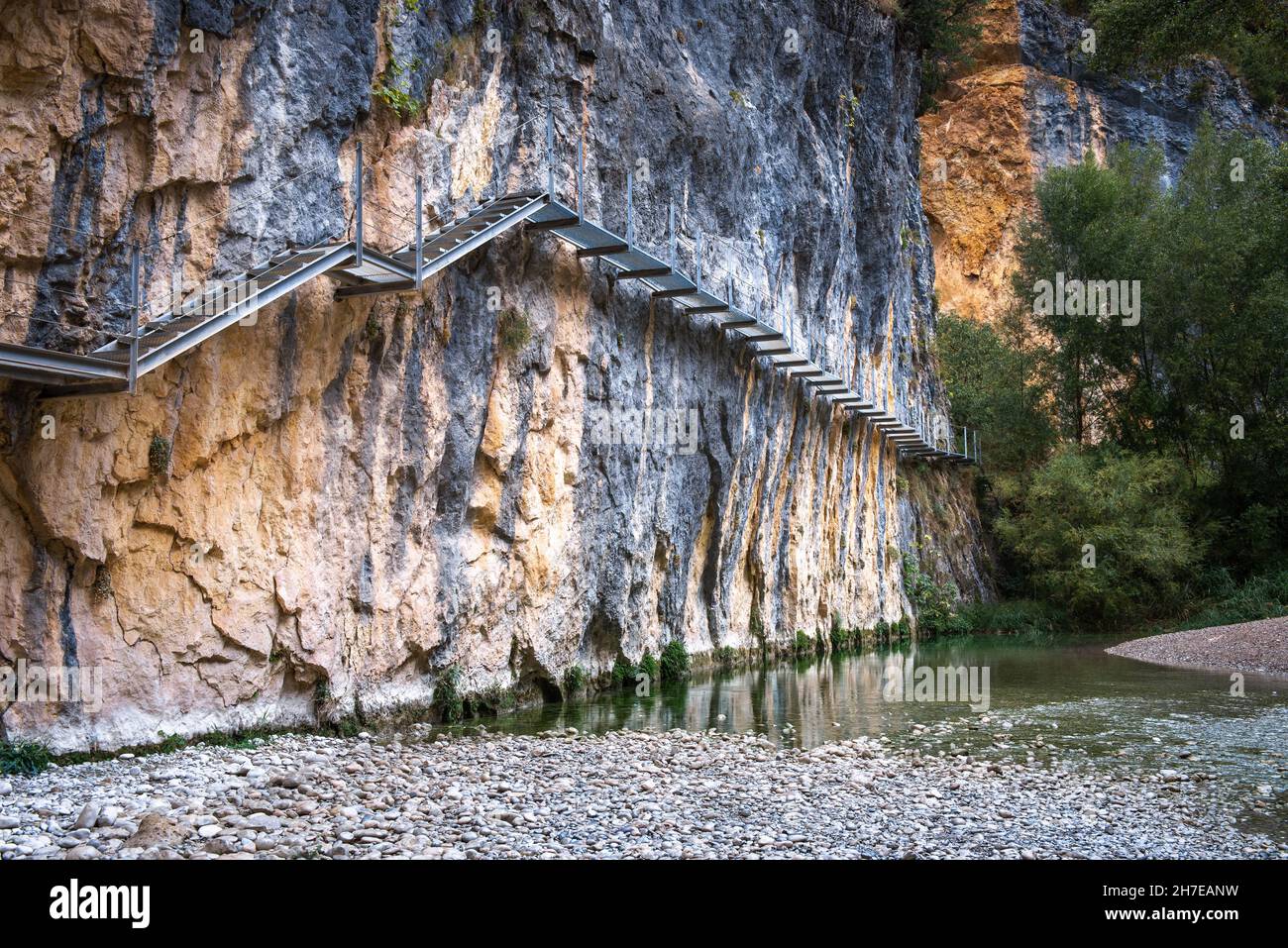 Sentier de la rivière Vero, Alquezar, province de Huesca, Espagne Banque D'Images