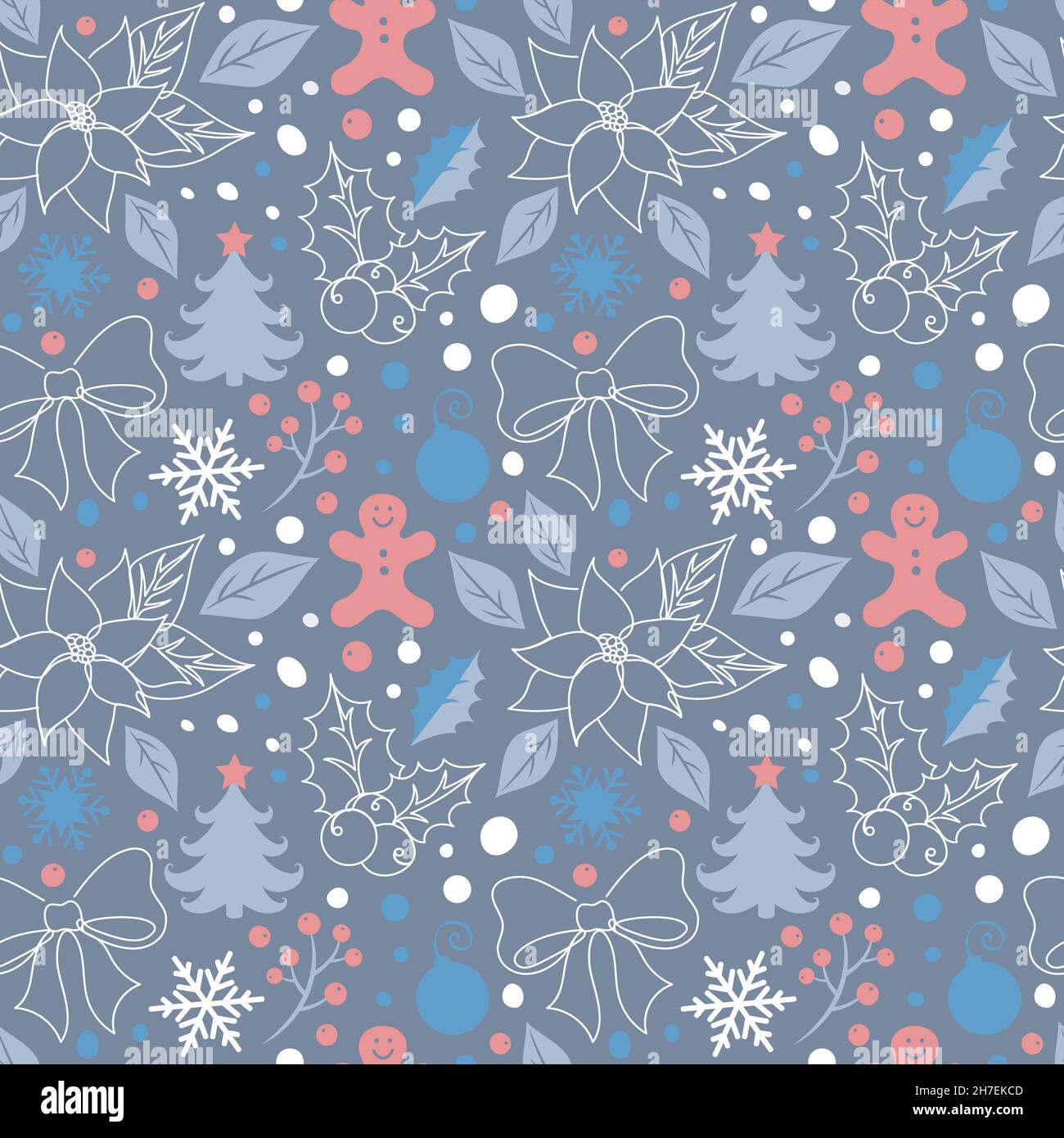 Motif de Noël sans couture dans un style linéaire. Illustration de Vecteur