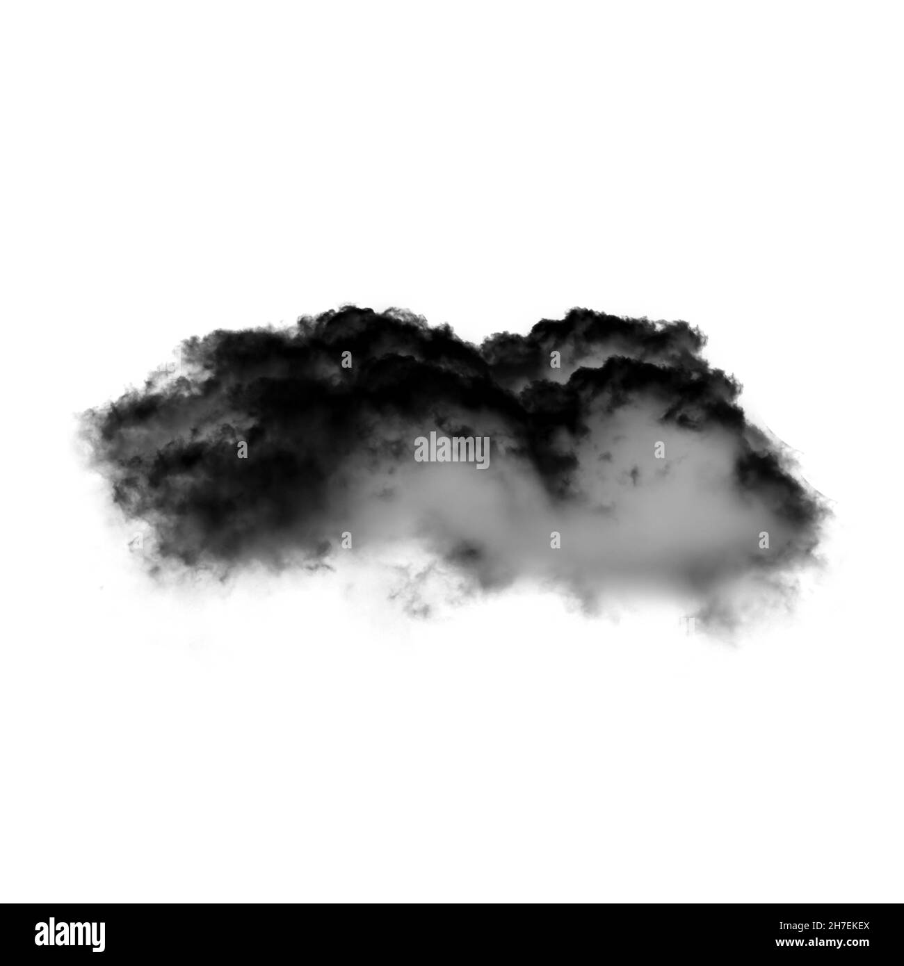 Nuage noir isolé sur fond blanc, encre noire ou fumée Banque D'Images