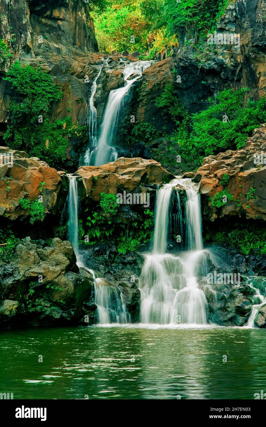 Oheo Gulch, les sept piscines sacrées de Kipanulu, parc national de Haleakala, Maui, Hawaii Banque D'Images