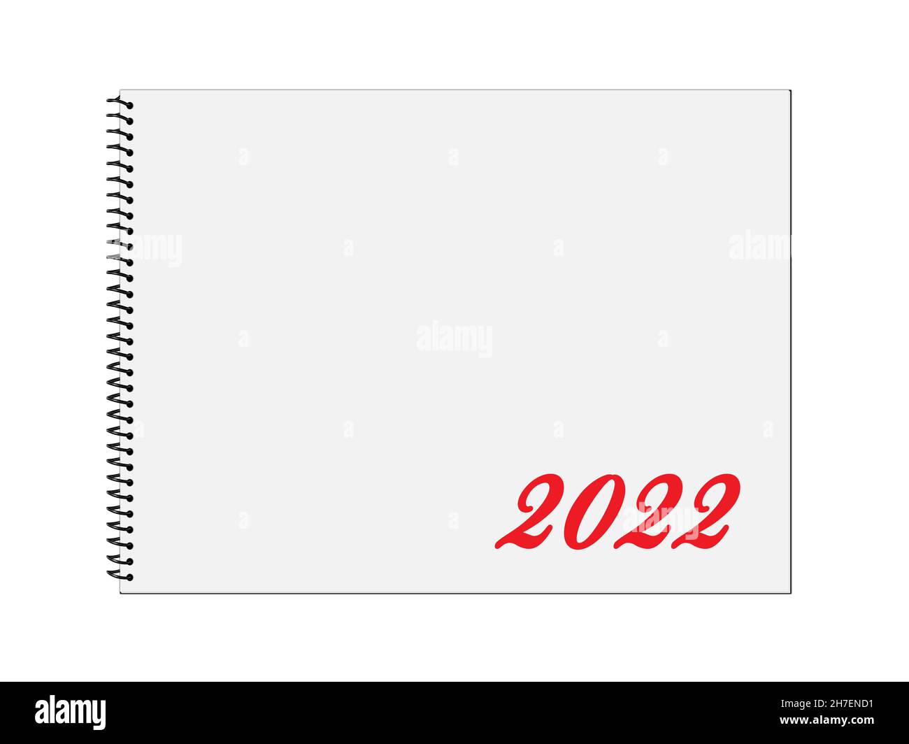 Calendrier avec page de garde 2022 sur fond blanc, illustration 3d