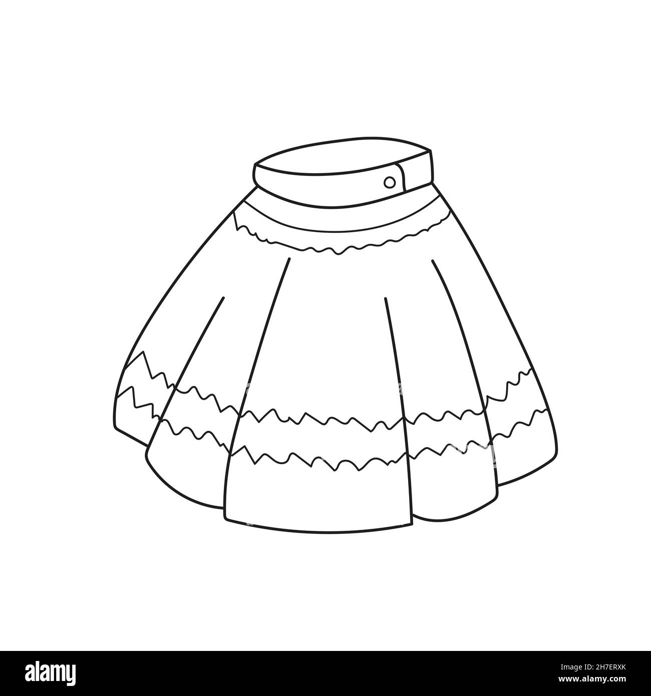 Page de coloriage simple.Jupe à colorer, le livre de coloriage pour éduquer les enfants d'âge préscolaire avec le niveau de jeu simple. Illustration de Vecteur