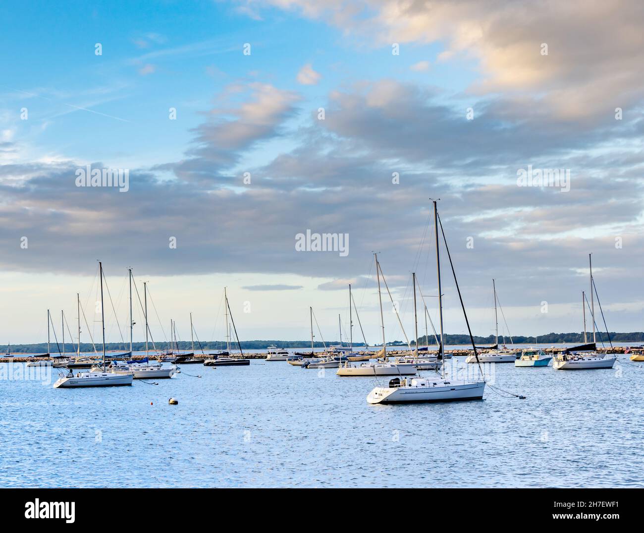 Paysage de bateaux sur l'amarrage à Sag Harbor, NY Banque D'Images
