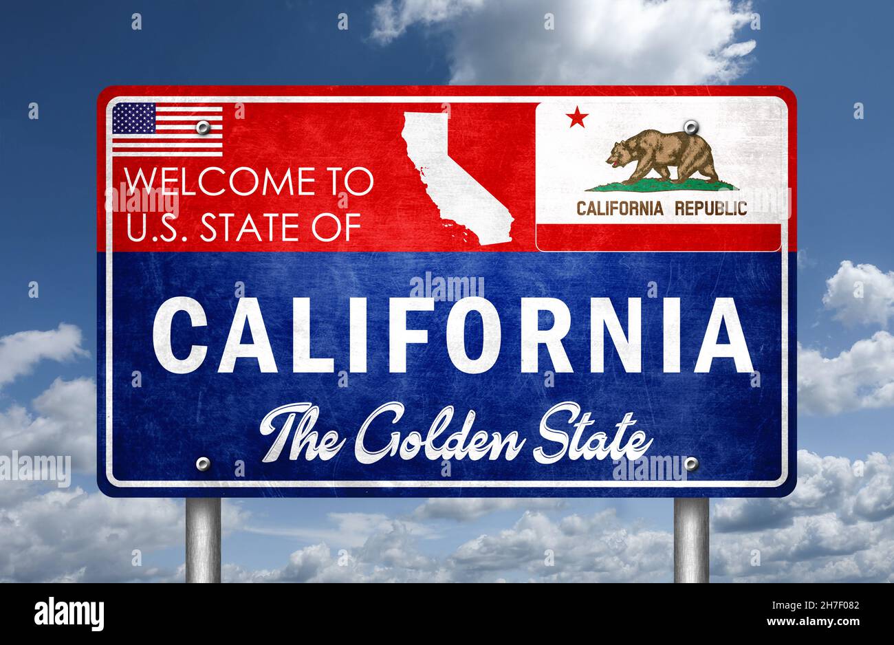 Bienvenue au panneau de la route de l'État de Californie Banque D'Images