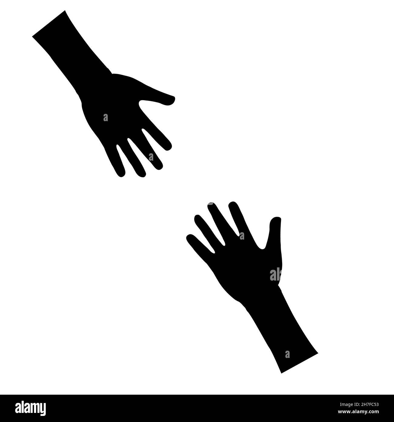 icône d'aide sur fond blanc. affiche mains. style plat. Banque D'Images