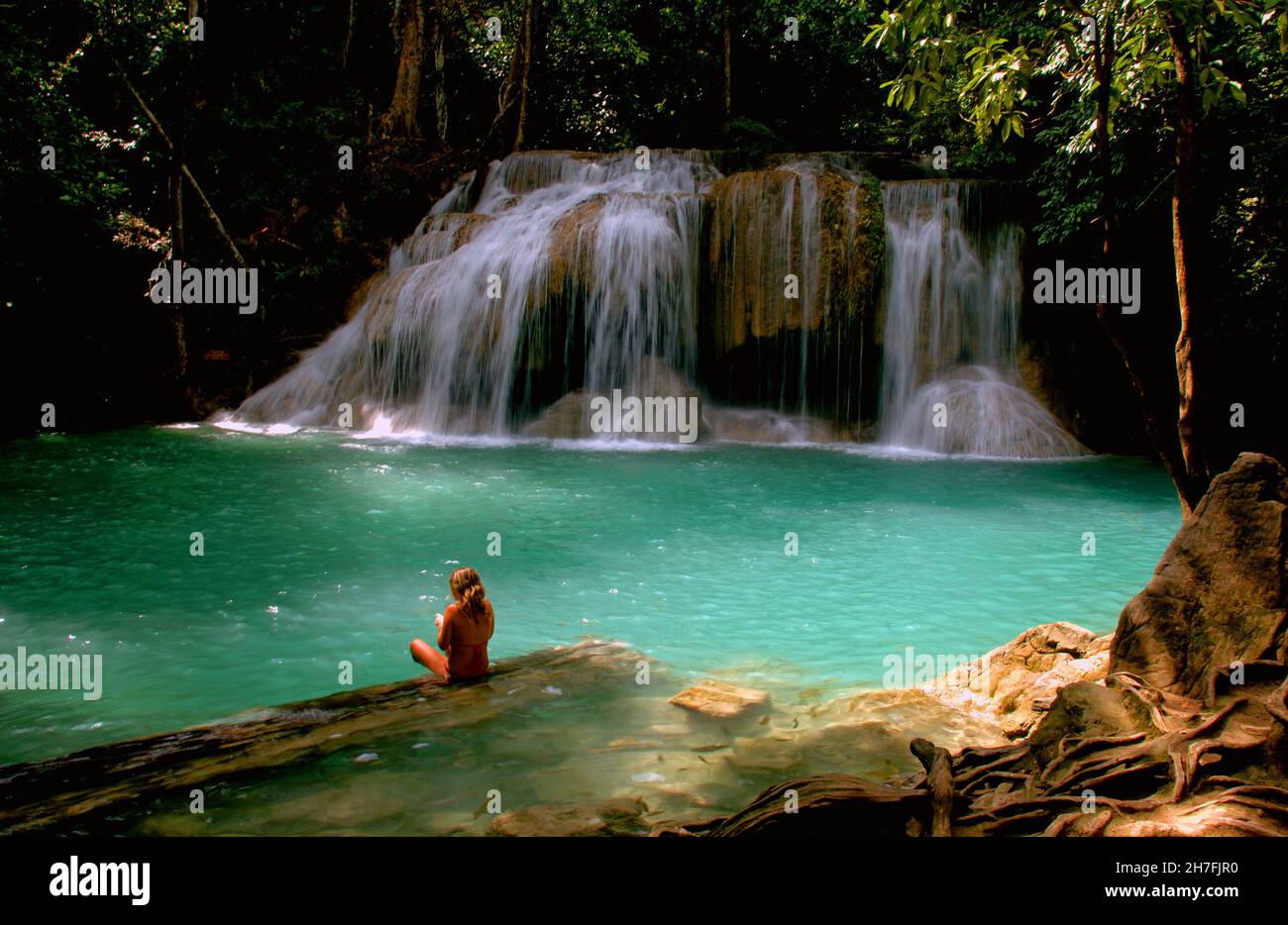 THAÏLANDE, CHANG MAI, PARC NATIONAL D'ERAWAN PRÈS DE LA RIVIÈRE KWAI Banque D'Images