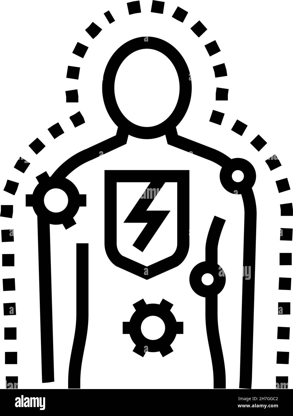 illustration d'un vecteur d'icône de ligne humaine immunodéficien Illustration de Vecteur