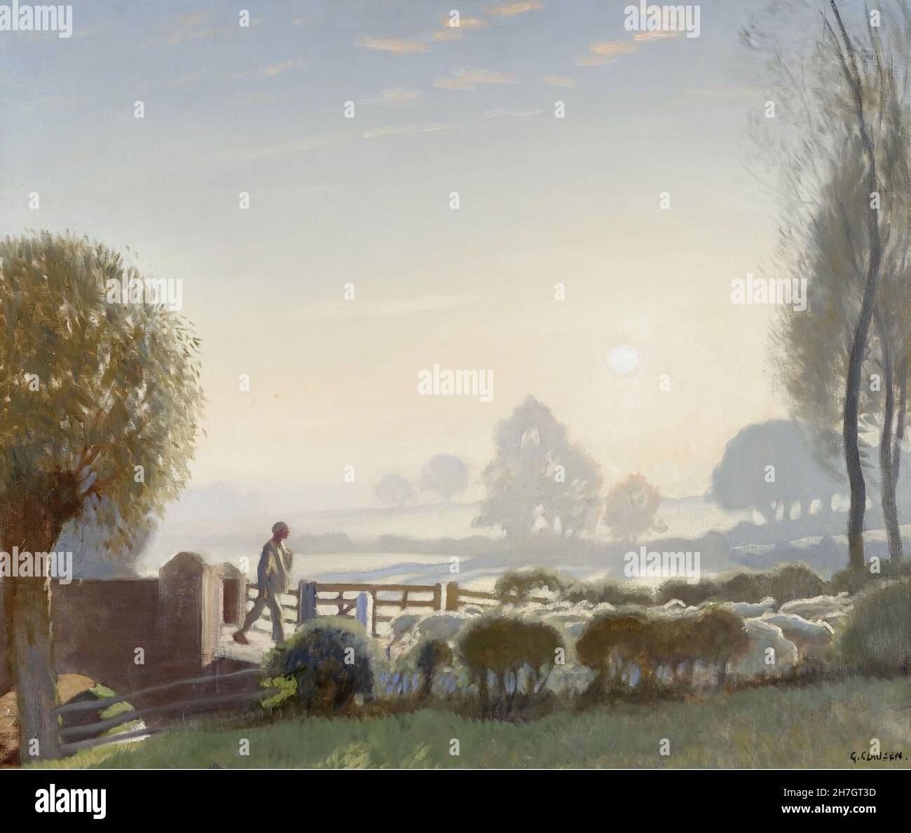 George Clausen - le Berger Boy - lever du soleil Banque D'Images