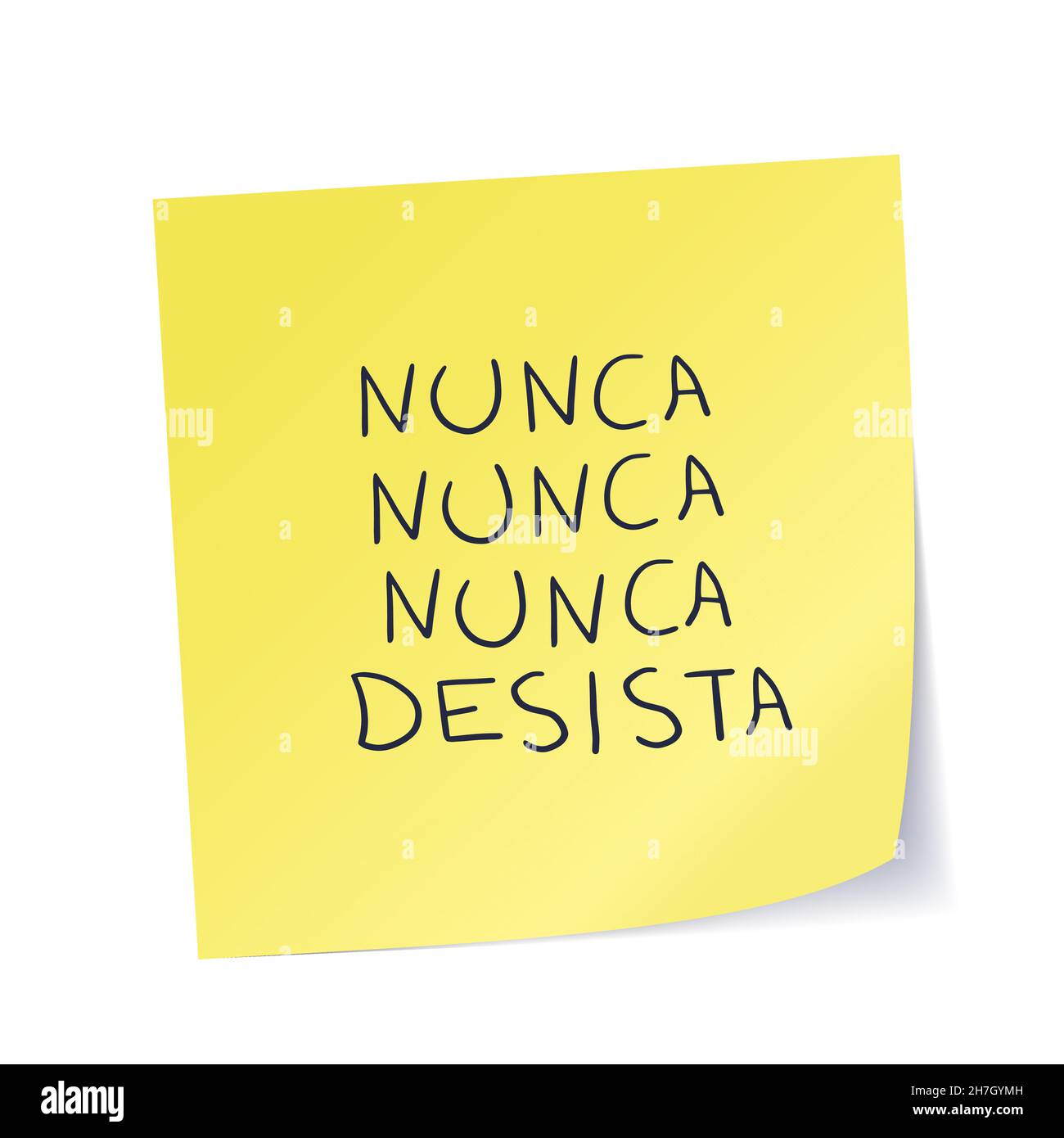 Autocollant jaune encourageant manuscrit en portugais brésilien.Traduction - jamais, jamais, jamais abandonner Illustration de Vecteur