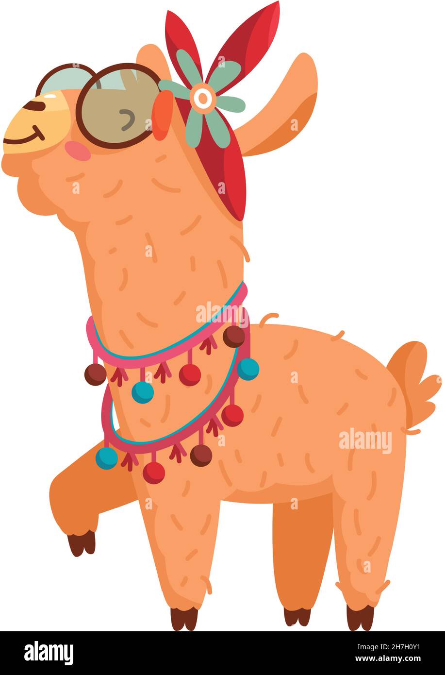 Drôle de dessin animé lama.Adorable alpaga péruvien en lunettes Illustration de Vecteur