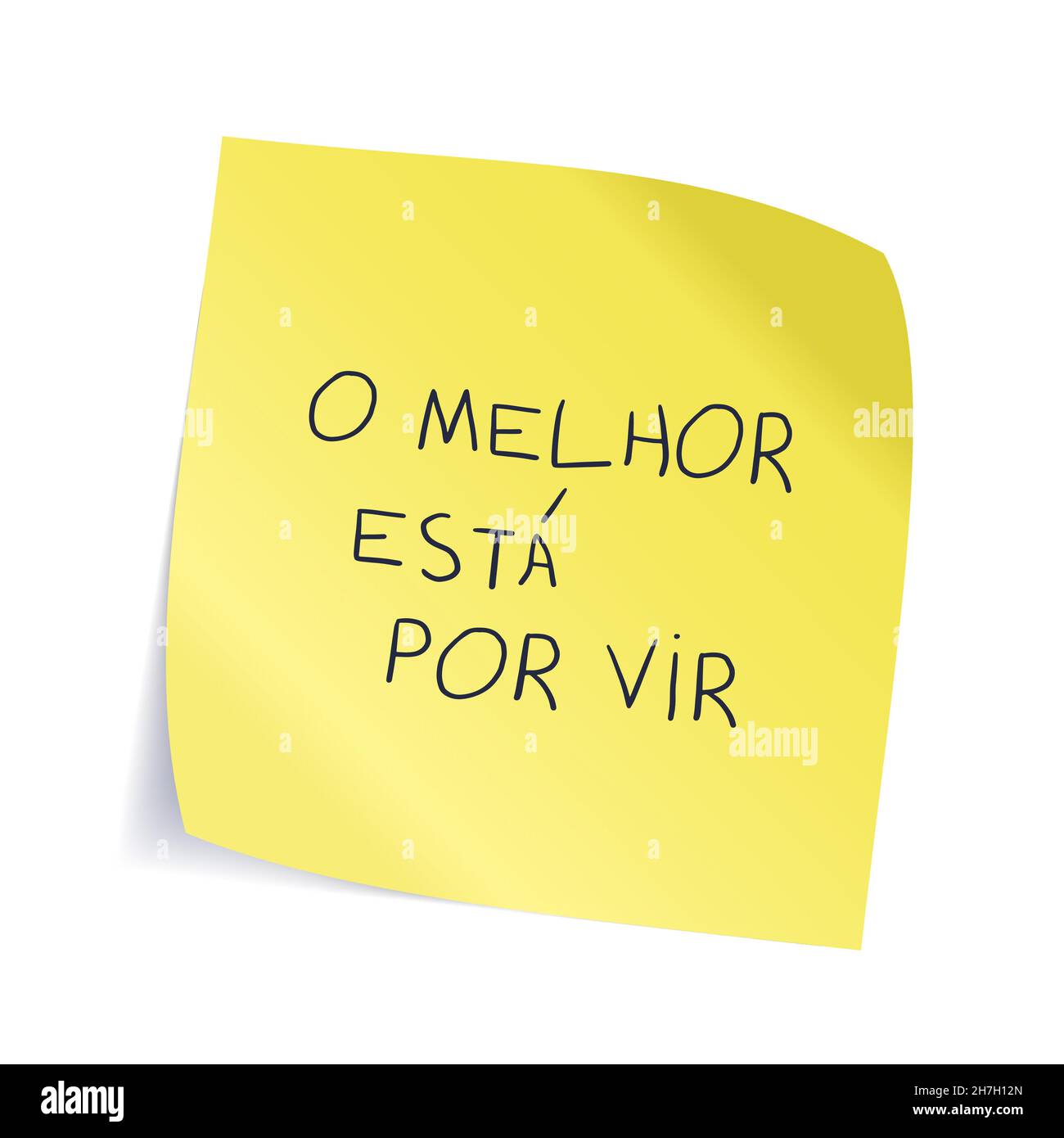 Autocollant jaune encourageant manuscrit en portugais brésilien.Traduction - le meilleur viendra. Illustration de Vecteur