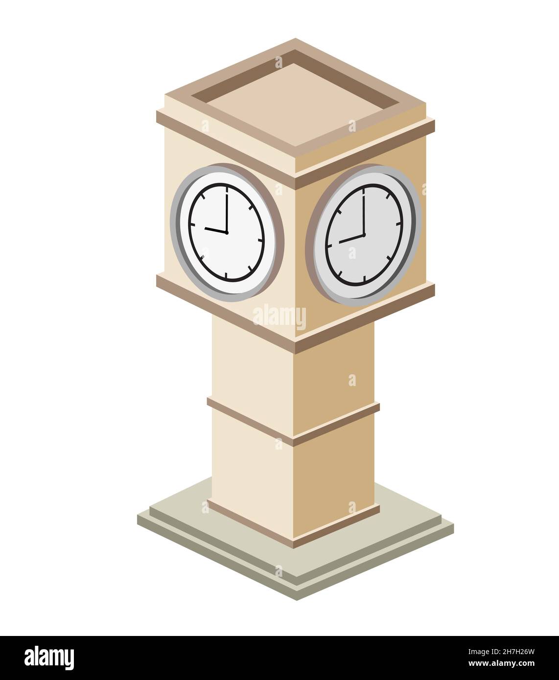 Une tour historique rétro de la ville horloge maison façade vectorielle Illustration de Vecteur
