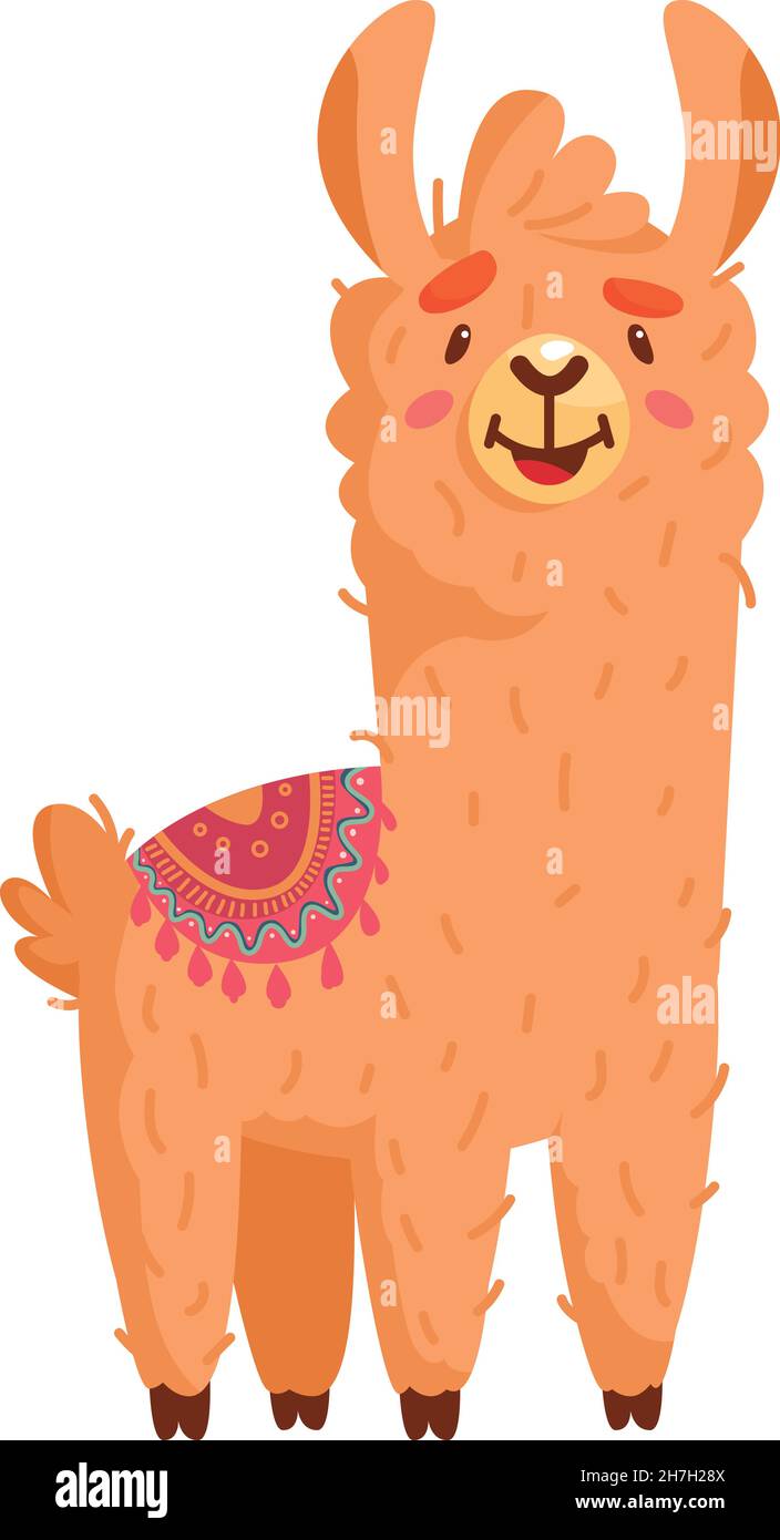 Lama brune.Adorable personnage de dessin animé alpaga.Animal drôle ...