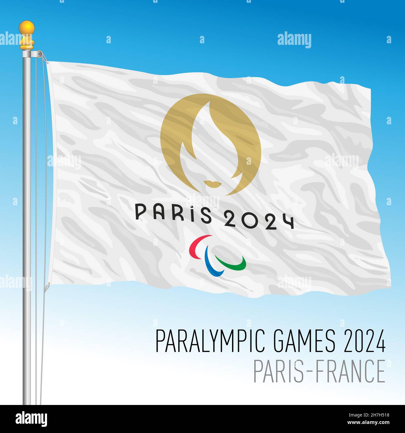Drapeau Olympique De Paris 2024 Agitant Au Vent Photo stock éditorial -  Image du marque, noir: 249141098
