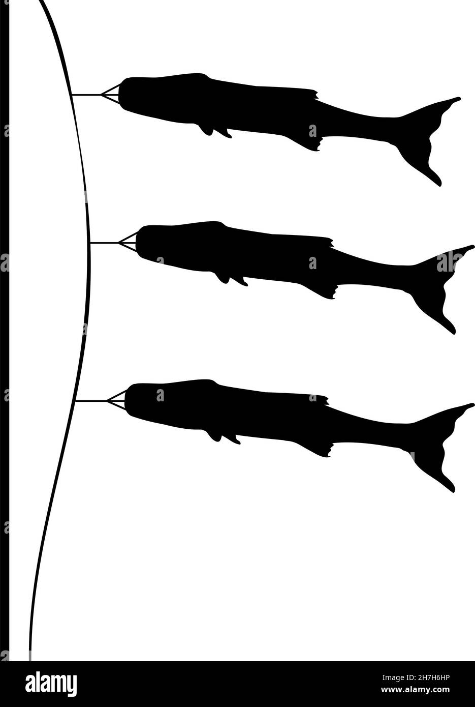 Silhouettes carpes kites japonaises. Poisson Koinobori Illustration de Vecteur