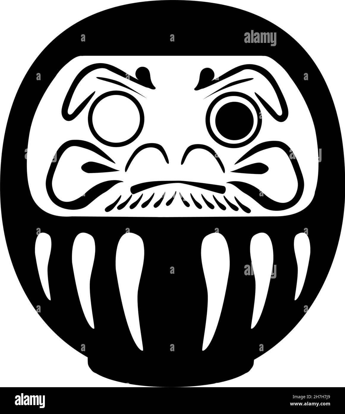 Silhouette Daruma. Poupée de la chance du Japon. Illustration de Vecteur