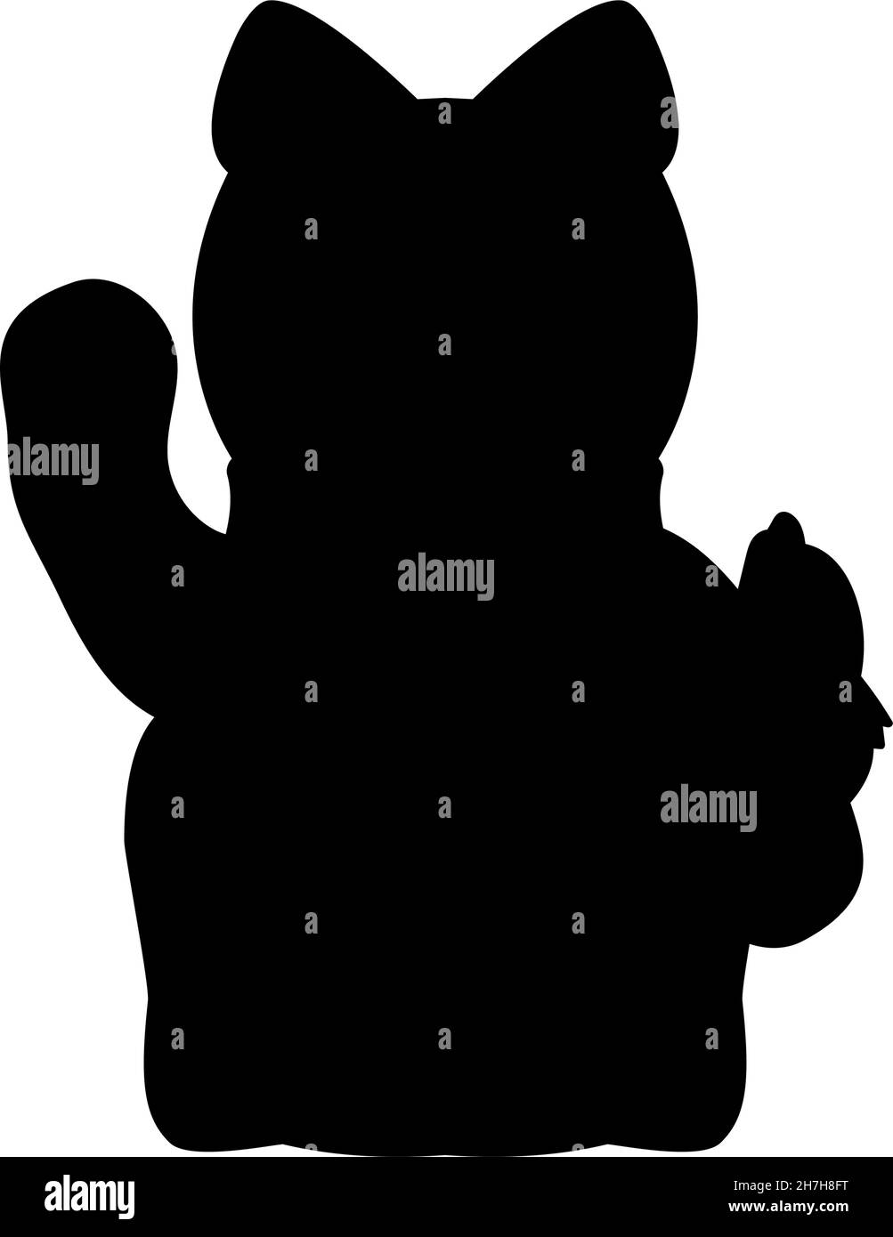 Silhouette Maneki Neko. Japon chat chanceux Illustration de Vecteur