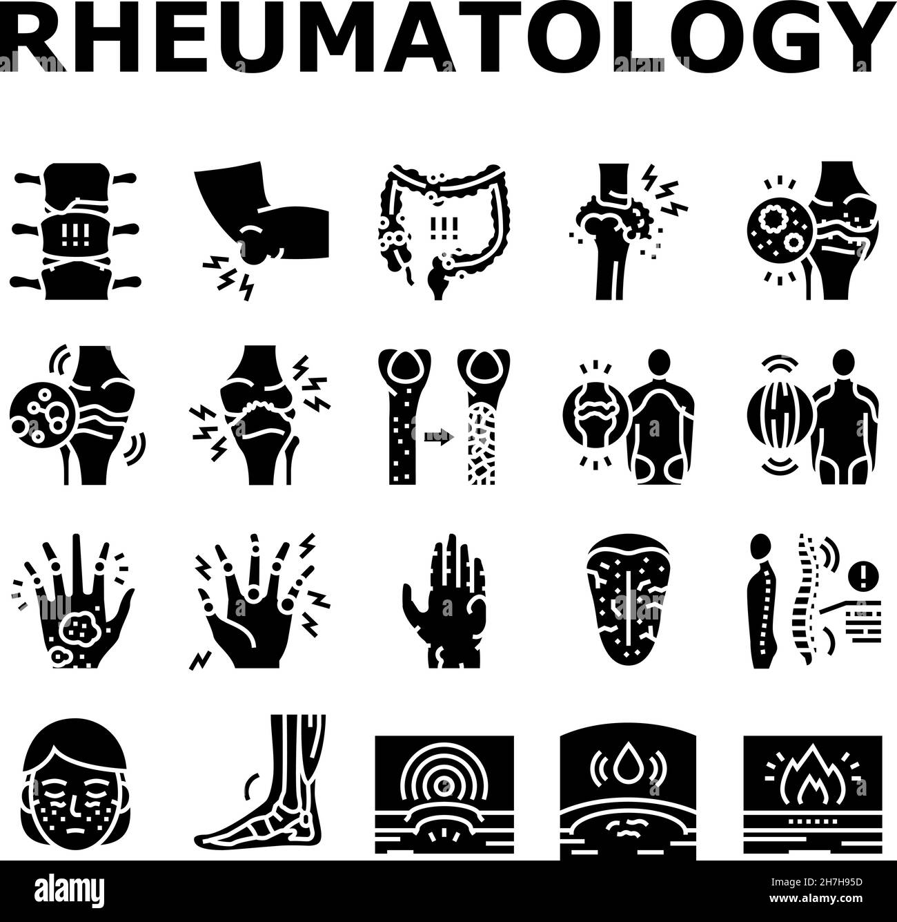 Les icônes de problèmes de rhumatologie définissent le vecteur Illustration de Vecteur