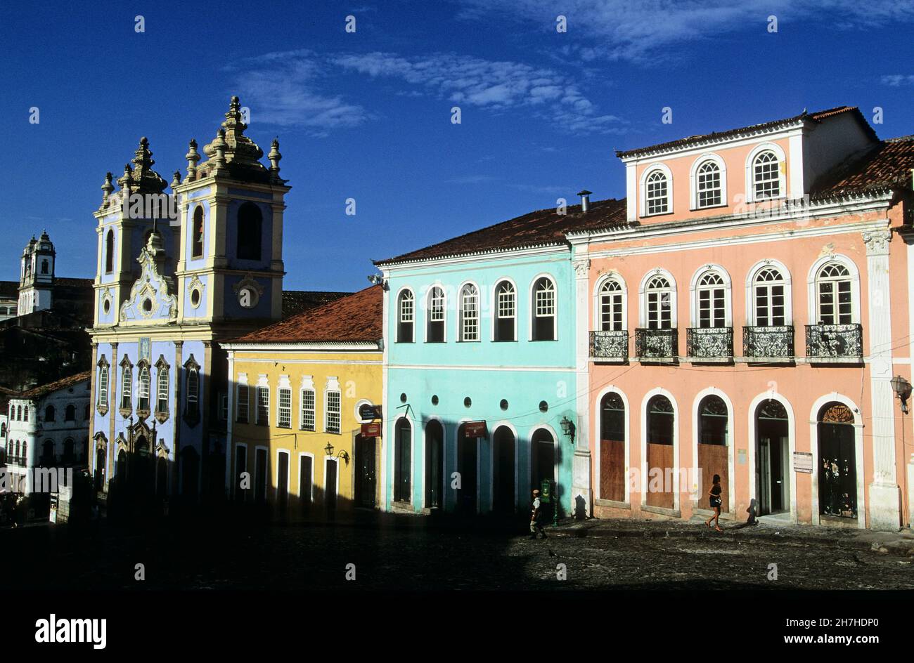 BRÉSIL, ETAT DE BAHIA, SALVADOR DE BAHIA, QUARTIER HISTORIQUE DE PELOURINHO, PATRIMOINE MONDIAL DE L'UNESCO, EGLISE NOTRE-DAME DE ROSARIO DOS PRETOS Banque D'Images