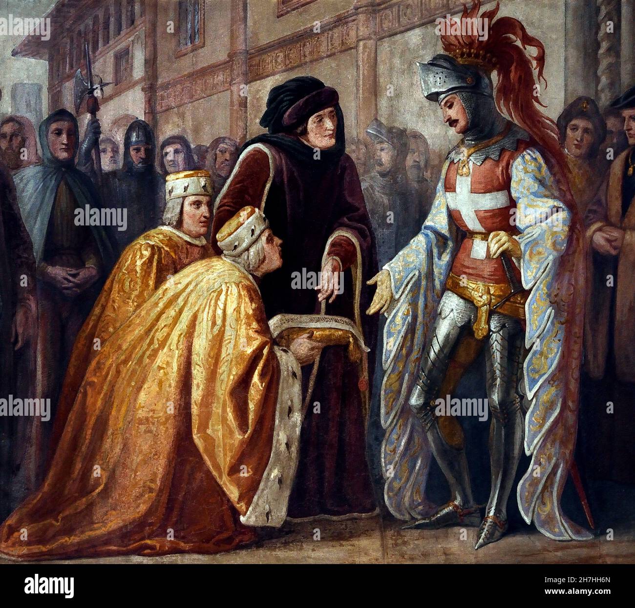 Mariage de Philippe de Savoie-Piémont avec Isabella de Villaharduin 1847 Gonin Francis, 1808/ 1889 Torino Palazzo Reale - Palais Royal de Turin, Italien, Italie ( fresque, mur mural, plafond, peinture, ) Banque D'Images