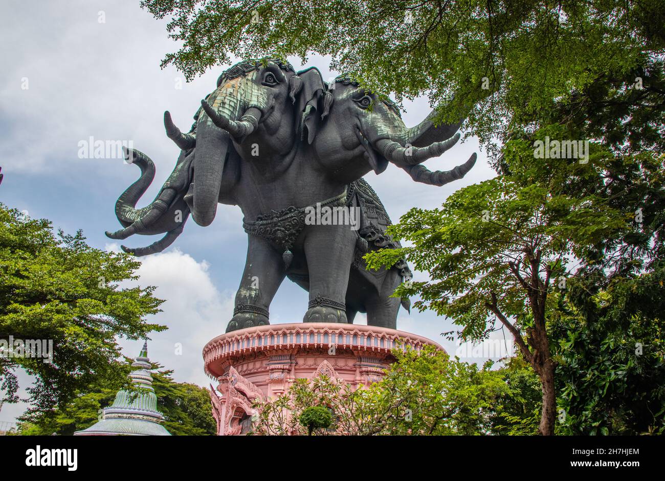 L'éléphant à trois têtes à Bangkok Thaïlande Asie Banque D'Images