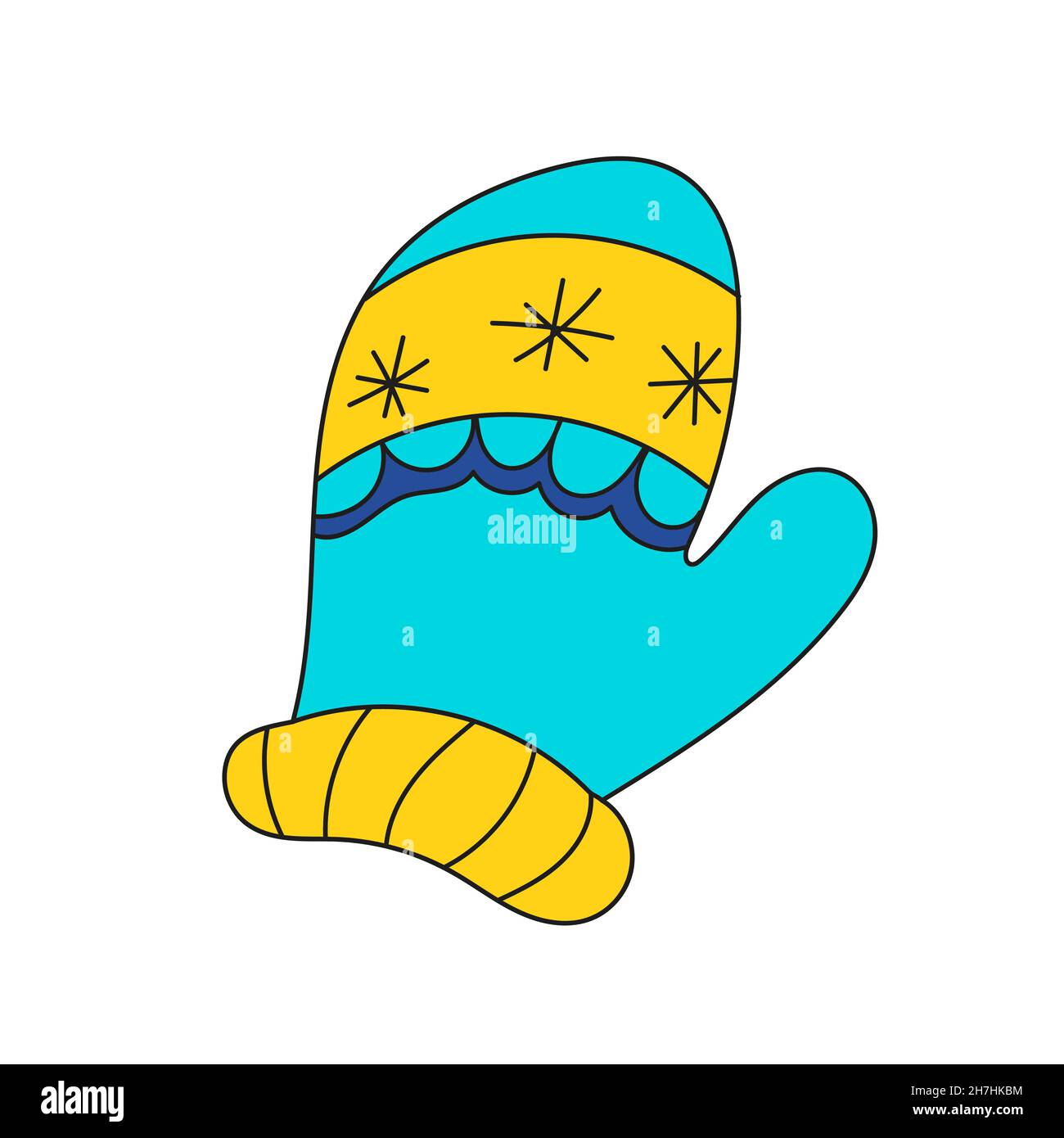 Icône de dessin animé simple.Moufles d'hiver en forme de doodle.Illustration vectorielle isolée sur fond blanc. Illustration de Vecteur
